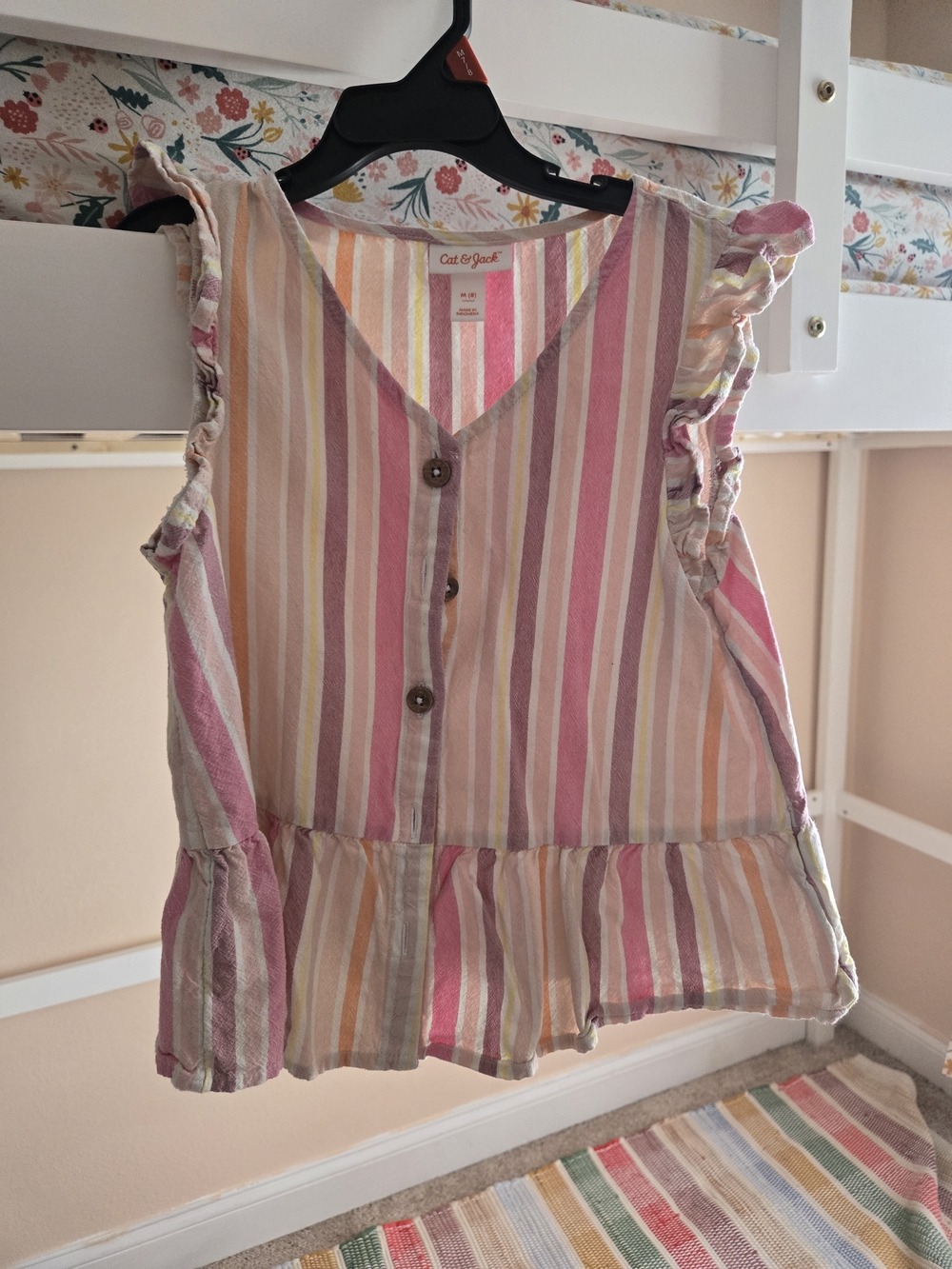 Cat & Jack Pink Multi-Stripe Ruffle Peplum Tank